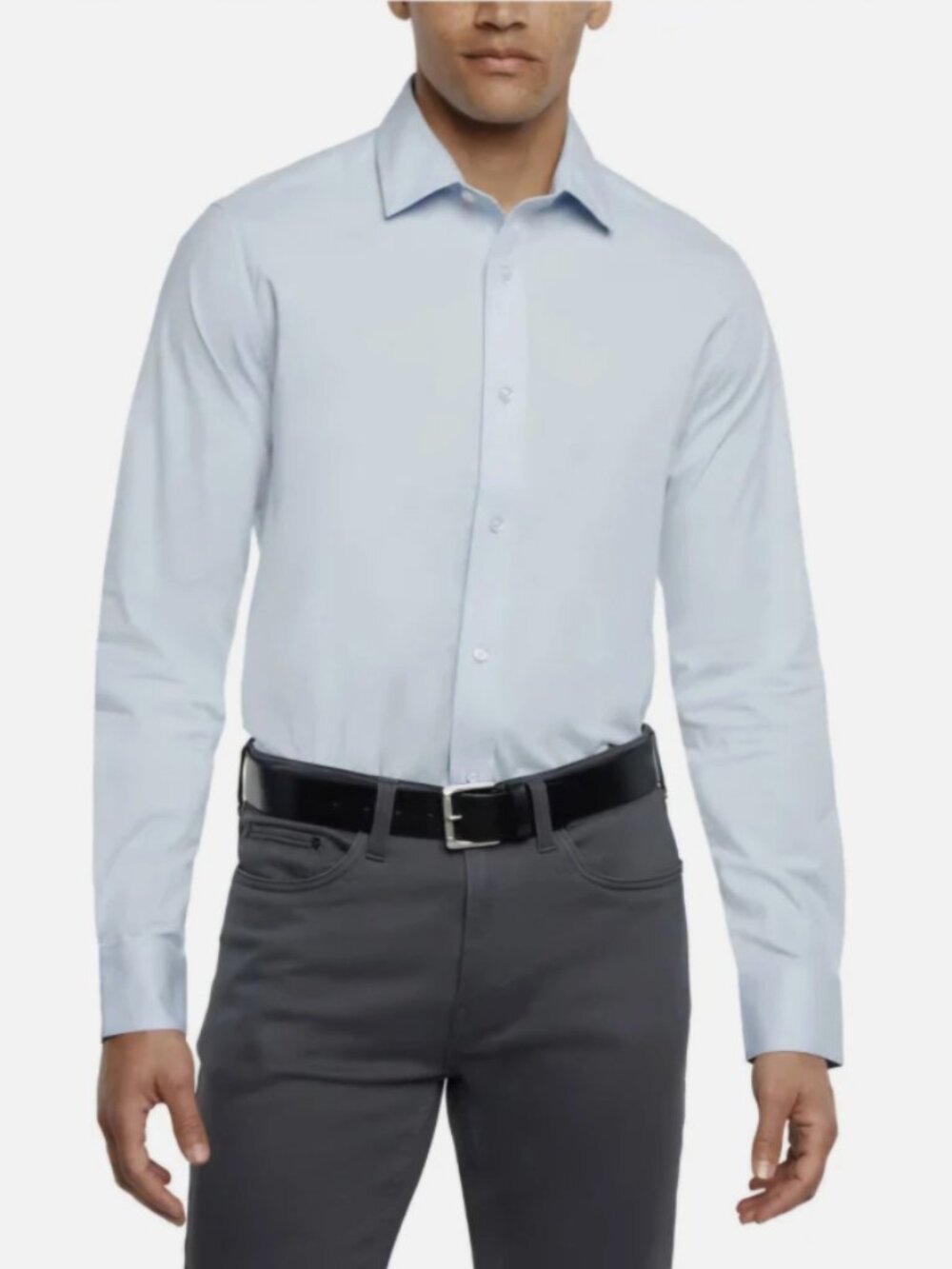 NWT Banana Republic Slim Fit Stretch Poplin Dress Shirt Light Blue